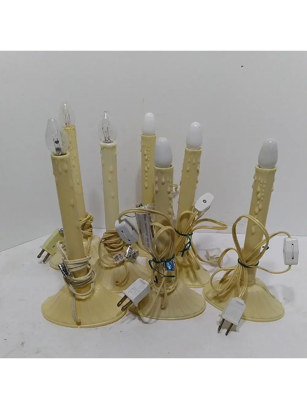 Vintage Christmas Window Single Plastic Wax Drip Candle Candolier Lot Of 7